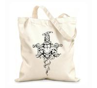 AILOONG Polyester Cotton Hand bags 12 oz thick fabric Skull Skeleton Sword Poison Ivy Flower Monster Uses as a makeup bag 35x40cm Large