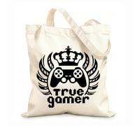 AILOONG Polyester Cotton Hand bags 12 oz thick fabric TRUE game King Video Game Teen Uses as a makeup bag 31x36cm Medium