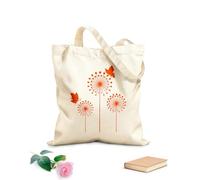 AILOONG Polyester Cotton Hand bags 340g/m² thick fabric Beautiful Dandelion Flower Butterfly Floral Vinyl Uses as a makeup bag