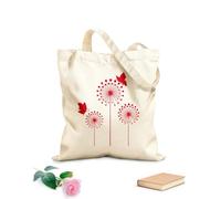 AILOONG Polyester Cotton Hand bags 340g/m² thick fabric Beautiful Dandelion Flower Butterfly Floral Vinyl Uses as a makeup bag