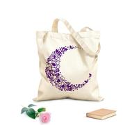 AILOONG Polyester Cotton Hand bags 340g/m² thick fabric Crescent Moon Floral Flowers Goodnight Uses as a makeup bag