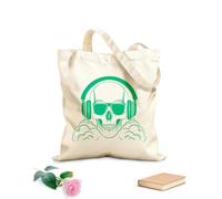 AILOONG Polyester Cotton Hand bags 340g/m² thick fabric Headphones Funny Skull Bones game Playroom Uses as a makeup bag