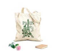 AILOONG Polyester Cotton Hand bags 340g/m² thick fabric Paris Eiffel Tower Romantic Musical Notes Flowers Uses as a makeup bag