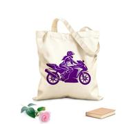 AILOONG Polyester Cotton Hand bags 340g/m² thick fabric Speed Racing appeal Girl On a Motorcycle Uses as a makeup bag