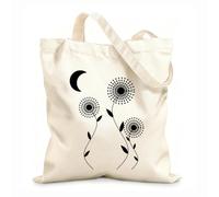 AILOONG Polyester Cotton Hand bags Abstract Moon Night Flowers Garden 12 oz thick fabric Uses as a makeup bag 35x40cm Large