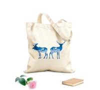 AILOONG Polyester Cotton Hand bags Animals Deer Moose Flowers Natural 340g/m² thick fabric Uses as a makeup bag