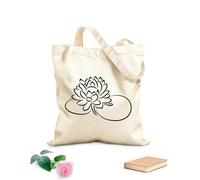 AILOONG Polyester Cotton Hand bags Beautiful Lotus Flower Bud Garden 12 oz thick fabric Uses as a makeup bag 31x36cm Medium