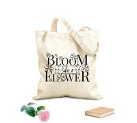 AILOONG Polyester Cotton Hand bags Bloom Like Flower Phrase Words Floral 12 oz thick fabric Uses as a makeup bag 35x40cm Large
