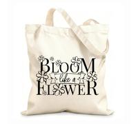 AILOONG Polyester Cotton Hand bags Bloom Like Flower Phrase Words Floral 12 oz thick fabric Uses as a makeup bag 25x30cm Small