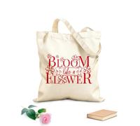 AILOONG Polyester Cotton Hand bags Bloom Like Flower Phrase Words Floral 340g/m² thick fabric Uses as a makeup bag