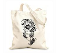 AILOONG Polyester Cotton Hand bags Circle Floral Dreamcatcher Feathers Flowers Ornament 12 oz thick fabric Uses as a makeup bag 31x36cm Medium