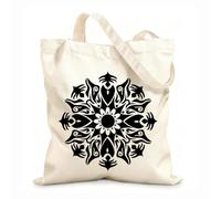 AILOONG Polyester Cotton Hand bags Circle Mandala Flower Ornament Natural Meditation 12 oz thick fabric Uses as a makeup bag 35x40cm Large