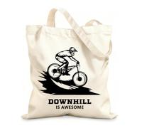 AILOONG Polyester Cotton Hand bags Downhill Is Awesome Mountain Bike Rider On Bike 12 oz thick fabric Uses as a makeup bag 31x36cm Medium