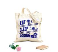 AILOONG Polyester Cotton Hand bags Eat Sleep Coding Teenager Play Tablets 340g/m² thick fabric Uses as a makeup bag