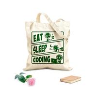 AILOONG Polyester Cotton Hand bags Eat Sleep Coding Teenager Play Tablets 340g/m² thick fabric Uses as a makeup bag