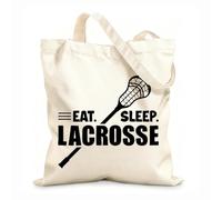 AILOONG Polyester Cotton Hand bags Eat Sleep Lacrosse Game Ball Player Sport 12 oz thick fabric Uses as a makeup bag 25x30cm Small