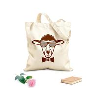 AILOONG Polyester Cotton Hand bags Fashionable Sheep Glasses Head Animal Hipster 340g/m² thick fabric Uses as a makeup bag