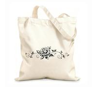 AILOONG Polyester Cotton Hand bags Flower Branch Rose Bud Ornament Pattern 12 oz thick fabric Uses as a makeup bag 31x36cm Medium