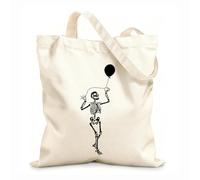 AILOONG Polyester Cotton Hand bags Funny Skeleton With Balloon Halloween Horror Skull 12 oz thick fabric Uses as a makeup bag 35x40cm Large