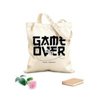 AILOONG Polyester Cotton Hand bags game Club Phrase Game Over Play 12 oz thick fabric Uses as a makeup bag 35x40cm Large