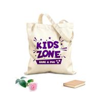 AILOONG Polyester Cotton Hand bags Game Fun Kids Zone Lettering Child Baby 340g/m² thick fabric Uses as a makeup bag