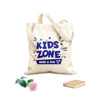 AILOONG Polyester Cotton Hand bags Game Fun Kids Zone Lettering Child Baby 340g/m² thick fabric Uses as a makeup bag