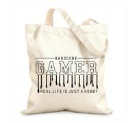 AILOONG Polyester Cotton Hand bags game Quote Real Life Is Just A Hobby Game Room 12 oz thick fabric Uses as a makeup bag 31x36cm Medium