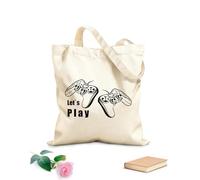 AILOONG Polyester Cotton Hand bags Joysticks Let's Play Quote Gaming game's Playroom 12 oz thick fabric Uses as a makeup bag 35x40cm Large