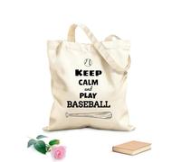 AILOONG Polyester Cotton Hand bags Keep Calm And Play Baseball Ball Sports 12 oz thick fabric Uses as a makeup bag 31x36cm Medium