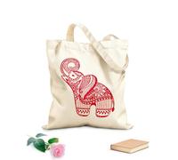 AILOONG Polyester Cotton Hand bags Little Elephant Ornament Animal Patterns Flowers 340g/m² thick fabric Uses as a makeup bag