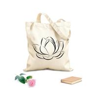 AILOONG Polyester Cotton Hand bags Lotus Flower Bud Petals Plant 12 oz thick fabric Uses as a makeup bag 25x30cm Small