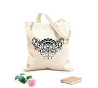 AILOONG Polyester Cotton Hand bags Lotus Flower Ornament ation 12 oz thick fabric Uses as a makeup bag 31x36cm Medium