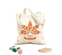 AILOONG Polyester Cotton Hand bags Lotus Flower Yoga Center Logo Quote Words 340g/m² thick fabric Uses as a makeup bag