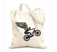 AILOONG Polyester Cotton Hand bags Motorcycle Bike Flying Biker With Wings 12 oz thick fabric Uses as a makeup bag 35x40cm Large