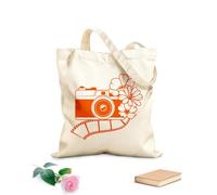 AILOONG Polyester Cotton Hand bags Old Camera Photo Hipster Photography Flowers 340g/m² thick fabric Uses as a makeup bag