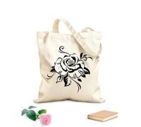 AILOONG Polyester Cotton Hand bags Rose Bud Gorgeous Flower Ornament 12 oz thick fabric Uses as a makeup bag 31x36cm Medium
