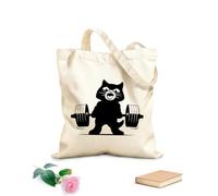 AILOONG Polyester Cotton Hand bags Strong Cat Silhouette Lifting Weights Deadlifting Gymnastics Logo 12 oz thick fabric Uses as a makeup bag 31x36cm Medium