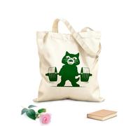 AILOONG Polyester Cotton Hand bags Strong Cat Silhouette Lifting Weights Deadlifting Gymnastics Logo 340g/m² thick fabric Uses as a makeup bag