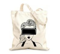 AILOONG Polyester Cotton Hand bags Virtual Reality VR Headset Girl 12 oz thick fabric Uses as a makeup bag 25x30cm Small