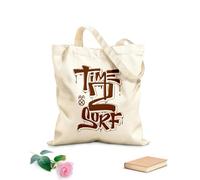 AILOONG Polyester Cotton Hand bags Words Lettering Surfing Sport Time To Surf 340g/m² thick fabric Uses as a makeup bag