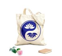 AILOONG Polyester Cotton Hand bags Yin Yang Buddhism Symbol Lotus Flower 340g/m² thick fabric Uses as a makeup bag