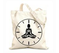 AILOONG Polyester Cotton Hand bags Yoga Time Lotus Meditation Pose Zen Flowers 12 oz thick fabric Uses as a makeup bag 31x36cm Medium