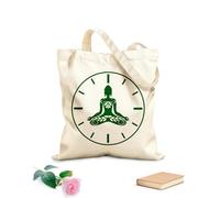 AILOONG Polyester Cotton Hand bags Yoga Time Lotus Meditation Pose Zen Flowers 340g/m² thick fabric Uses as a makeup bag
