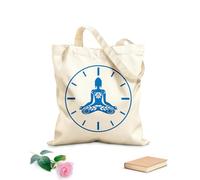 AILOONG Polyester Cotton Hand bags Yoga Time Lotus Meditation Pose Zen Flowers 340g/m² thick fabric Uses as a makeup bag