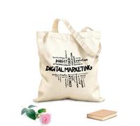 AILOONG Polyester Cotton Shopping Bags 12 oz thick fabric Digital Marketing Word Cloud In Colors Reusable 25x30cm Small