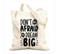 AILOONG Polyester Cotton Shopping Bags 12 oz thick fabric Dont Be Afraid To Dream Big Motivational Quotes Reusable 35x40cm Large