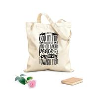 AILOONG Polyester Cotton Shopping Bags 12 oz thick fabric God In The Highest And On Earth Peace Jesus Reusable 25x30cm Small