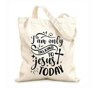 AILOONG Polyester Cotton Shopping Bags 12 oz thick fabric I Am Only Talking To Jesus Today Reusable 31x36cm Medium