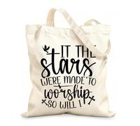 AILOONG Polyester Cotton Shopping Bags 12 oz thick fabric It The Stars Were Made To Worship So Will I Reusable 25x30cm Small