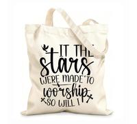 AILOONG Polyester Cotton Shopping Bags 12 oz thick fabric It The Stars Were Made To Worship So Will I Reusable 35x40cm Large